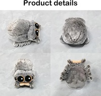 Peluche Araignée Lucas 20cm, Jouet en Peluche Araignée de Dessin Animé Noir Blanc Gris, Petit Cadeau pour Bébé avec Remplissage en Coton PP et Doublure en Maille