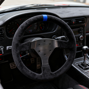 Volant de course universel en daim de style JDM de 13 pouces, volant léger en aluminium à dégagement rapide pour la piste et la conduite quotidienne - Product Image 1