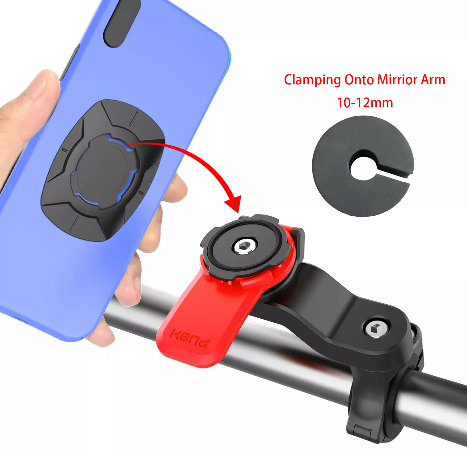 Новая модернизация 10-12 мм держатель мобильного телефона с зеркальной ручкой сверхпрочный держатель для телефона на руль мотоцикла велосипеда крепление 22,2-28,6 мм