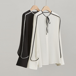 2025 di <span class=keywords><strong>seta</strong></span> 100% primavera nuova semplice camicia di <span class=keywords><strong>seta</strong></span> da ufficio pendolare ampio Top <span class=keywords><strong>in</strong></span> <span class=keywords><strong>seta</strong></span> stringata e camicetta bianca Elegan di qualità - Product Image 4