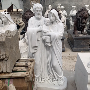 Vida-Tamanho Handcarved Religiosa Virgem Maria Bebê Jesus <span class=keywords><strong>St</strong></span>. <span class=keywords><strong>Joseph</strong></span> Escultura Religiosa Cristã Mármore Branco Estátua Sagrada Família - Product Image 2