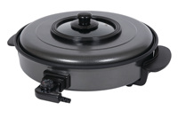 Four à pizza électrique portable, couvercle en verre trempé rond, revêtement antiadhésif, contrôle de la température, utilisation à l'hôtel et à domicile, nettoyage facile, extérieur, OEM 220