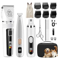 Kit de toilettage professionnel pour animaux de compagnie avec accessoires de coupe-griffes à lumière LED et tondeuse sans fil pour chiens