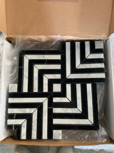 Offre Spéciale Nouveau Design 3D Irrégulier Mosaïque Carrare Marbre Blanc Pierre Naturelle Carrelage Noir et Blanc Carrelage Carrelage - Product Image 4