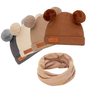 2025 Nhà Máy Bán Buôn 2-Mảnh Thiết Lập Hai Lớp Faux Fur Cashmere Bé Mùa Đông Beanie Mũ Và Khăn Set Với Pompom - Product Image 4