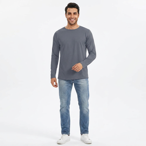 Vente en gros de t-shirts à manches longues en tissu d'hiver 2023, impression DTG, logo, vente chaude, usine, basique, tailles mixtes, manches longues, t-shirts pour hommes - Product Image 1
