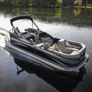 Kinocean 26ft Small Pontoon Boat 3mm Aluminum Design for Electric Engine for Sale 200~225 Hp KO-PB-07 Surfing 26' 4" CN;GUA 2mm