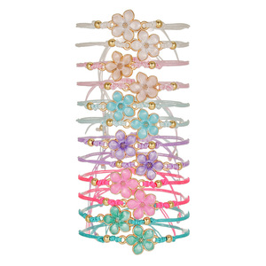 <b>Sweet</b> Braided <b>Flower</b> Bracelet Set Colorful Zinc Alloy Jewelry Gift For Women Girls Summer Fashion Accessory - Product Image 5
