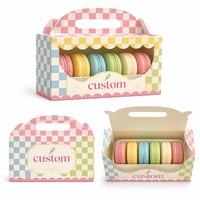 Boîte cadeau macaron personnalisée imprimée en couleur, emballage de boulangerie en carton avec fenêtre