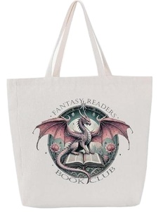 Bolso de lona personalizado para lectores de fantasía, regalo de dragón para amantes del club de libros, bolso de algodón romántico para mujer, librería, bibliotecario - Product Image 1