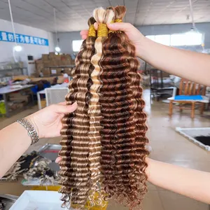 Wholesale Unweft Wavy And Curly Virgin Brazilian Bulk Human Hair For Braiding