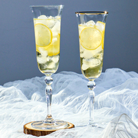 Prix de gros, gobelet en verre vintage de haute qualité pour mariage, fête, restaurant, supermarché, gobelet à champagne rouge transparent