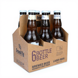 <span class=keywords><strong>Botella</strong></span> de cerveza de vino de papel Kraft personalizada Paquete de 6 paquetes de seis Portador de cerveza Embalaje para 6 botellas de cerveza - Product Image 1