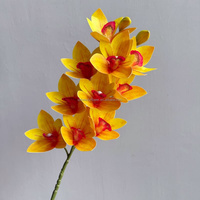 C266 Anggrek Cymbidium Buatan Berkualitas Tinggi dengan Sentuhan Alami, Warna Putih Vintage, 10 Kuntum, Anggrek Palsu Besar untuk Pernikahan Natal
