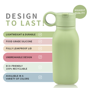 Nouvelle bouteille d'eau en silicone sans BPA de 450 ml avec paille anti-fuite pour les voyages, l'école, la salle de sport, les sports, les enfants, les bébés et les soins des enfants, le camping - Product Image 6