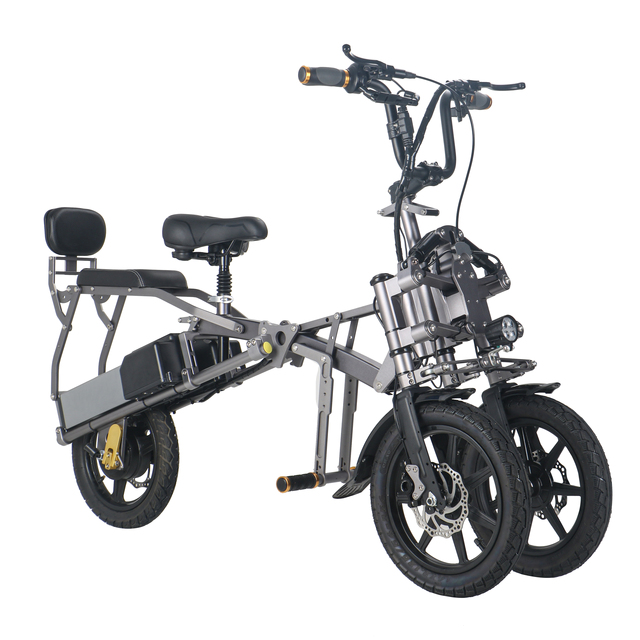 Afreda Folding 3 Wheel Electric Bike Dual Front Wheel Adult Cargo E Trike Passenger Seat Long Range Stable Mobility Scooter