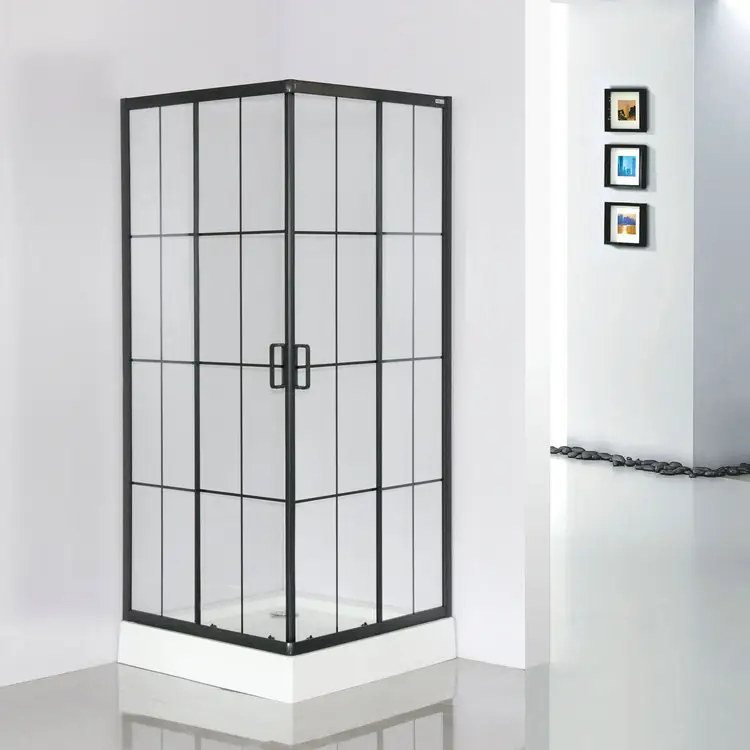 Black Square sliding door shower enclosure with tempered glass shower rooms