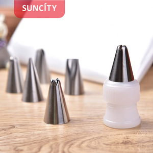 Suncity Piping Nozzle Set Round Metal Tips For Cake Decorating Disposable Bag Use - Product Image 1