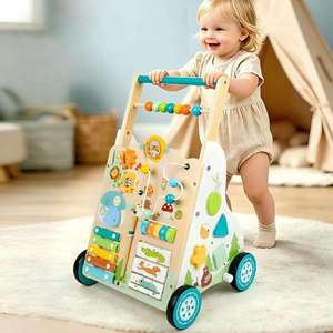 Andador de Madera Personalizado 13 en 1 para Bebés, Centro de Actividades con Altura Ajustable, <span class=keywords><strong>Juguete</strong></span> Educativo Montessori para Empujar, Andador para Niños Pequeños - Product Image 2