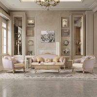 Canapé de salon de villa haut de gamme personnalisé, style européen classique français, tissu, bois massif sculpté antique, ensemble de meubles de canapé