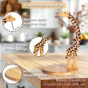 Estante de madera para plátanos con forma de jirafa, soporte de almacenamiento de frutas para escritorio, estante de frutas vertical para cocina y sala de estar - Product Image 3