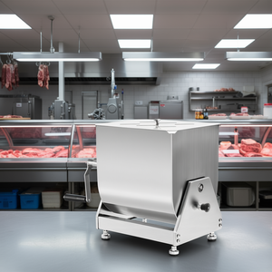 Mezcladora Manual de Carne de Acero Inoxidable 30L con Tanque Inclinable, Equipo Comercial para Procesamiento de Carne con Tapa, Manivela y Reductor de Engranajes - Product Image 2