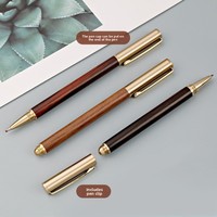 Stylo bille professionnel en bois haut de gamme avec porte-stylo, encre noire 0,5 mm, logo rétro, stylo promotionnel