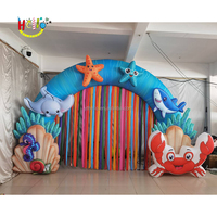 Arche gonflable bleue sur le thème de l'océan, décoration de fête d'anniversaire avec souffleur électrique, taille personnalisée