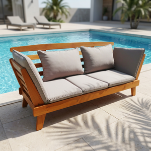 Contemporary Modern Acacia Wood Durable Garden Chair Powder Coated Aluminum Frame Outdoor Farmhouse Outdoor Garden Use Handmade - Product Image 2