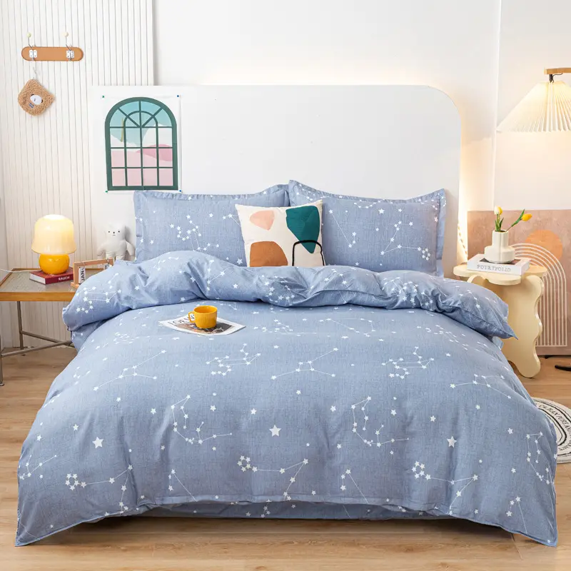 Simple style student dormitory quilt core set home bedroom thickened skin-friendly printing Organic