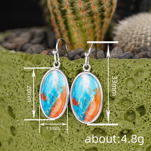 Orecchini Pendenti Ovali Texturizzati per Donne, Stile Vacanza al Mare, Gioielli di Moda Unici - Product Image 4