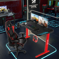 Escritorio de Computadora para Juegos Grande y Profesional Portátil con Luces LED, Escritorio para PC para Juegos con Longitud Ajustable y Soporte para Auriculares