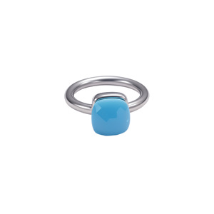Bague en acier inoxydable style luxe léger japonais et coréen, forme cube de sucre irrégulier, avec zircon et émeraude, motif champignon - Product Image 6