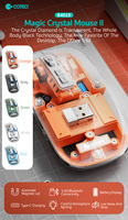 Souris sans fil COTECI transparente, fine, tri-mode, lumière RVB orange, compacte, rechargeable, ergonomique, silencieuse, souris USB
