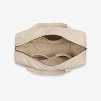 Sac à langer matelassé en toile avec logo personnalisé, revêtement imperméable et sangle de fixation pour poussette