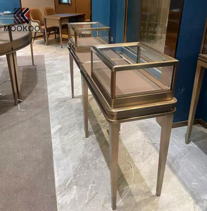 فاخر ليد ذهبي فولاذ مقاوم للصدأ الفترين لطاولة عرض التصميم الداخلي للمتاجر - Product Image 6
