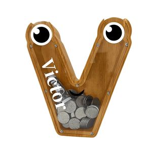 Caja de ahorro de dinero con letras grandes, hucha de madera para ahorrar dinero, tanque de almacenamiento transparente de madera maciza, tarro de cambio para niños - Product Image 4