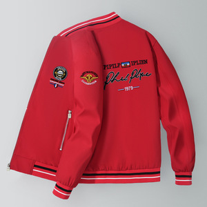 2025 stazione europea giacca aderente da <span class=keywords><strong>uomo</strong></span> con collo da Baseball ricamato leggero di marca alla moda - Product Image 5