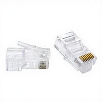 Conector RJ45 Cat6 8P8C UTP, Enchufe Ethernet con Contactos Chapados en Oro para Terminación de Cable LAN Cat5e/Cat6 (Transparente)