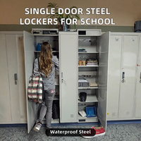 Casier en acier à porte simple avec serrure à clé, armoire métallique auto-fermante, structure démontable pour le rangement des vêtements dans les dortoirs étudiants