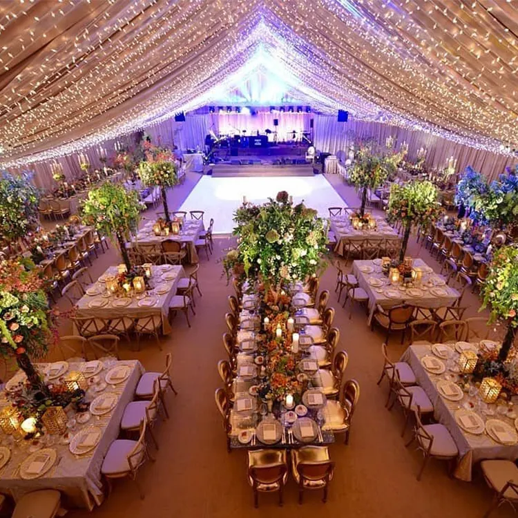 Luxury Lining Marquee Tent Tiệc Cưới Cho Các Sự Kiện Ngoài Trời 300 Người Với Ghế Và Bàn