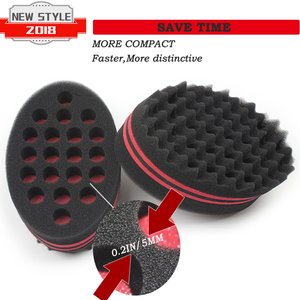 Éponge magique double face ovale à logo personnalisé pour hommes noirs, pour coiffures ondulées et torsadées - Product Image 3