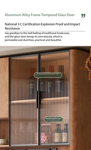 <span class=keywords><strong>Armadio</strong></span> a Muro Moderno 2025 con Telaio in Alluminio Grigio, Porta in Vetro, Illuminazione LED, Doppio Appendiabiti, Personalizzabile OEM - Product Image 3
