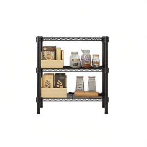 Étagère en fer noire à 3 niveaux 350x600x850mm pour rangement de cuisine, design industriel, support autoportant - Product Image 1