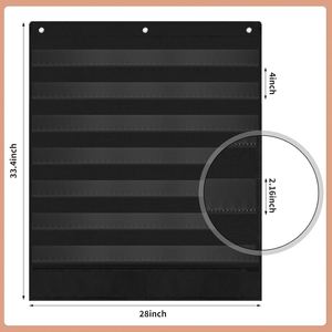 Tablero de Clase con 7 Bolsillos, Horario Diario y Almacenamiento, Tela de Poliéster Negra, 33.2x28 Pulgadas, para Tarjetas de Letras y Palabras - Product Image 2