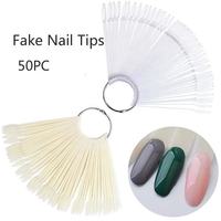 50 conseils en forme d'éventail vernis à ongles Gel pointes pointues affichage de nuancier avec anneau en métal vernis à ongles nuancier LOGO personnalisé