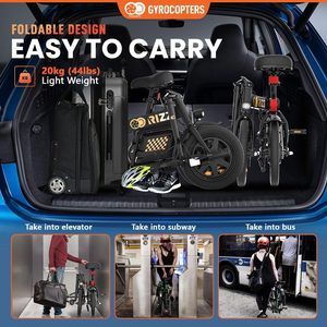 Bicicleta Eléctrica Gyrocopters Rizz para Adultos/Adolescentes |   Motor sin Escobillas de 400W |   Velocidad de 25 km/h |   Rango de 55 km |   Rastreador GPS Inteligente |   Plegable - Product Image 3