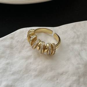 Anillo Retro Italiano Francés con Incrustaciones, Plata de Ley S925, Diseño Abierto con Baño de Oro de 18K, Joyería Vintage de Moda - Product Image 5