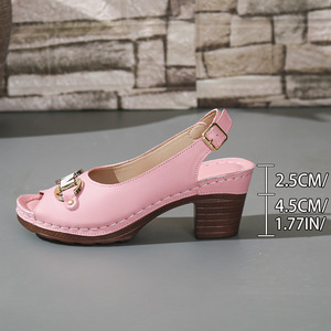 Sandalias Romanas de Tacón Medio con Cadena y Boca de Pescado para Mujer, Tallas Grandes, Moda de Verano - Product Image 6