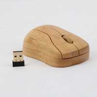 Souris optique sans fil en bambou Souris d'ordinateur silencieuse 2.4G Petite souris en bois avec récepteur pour PC portable
